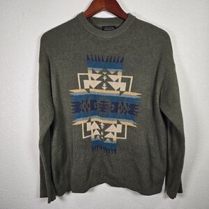 Pendleton‎ Men's Western Aztec Cotton Knit Crewneck Sweater Size Large